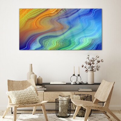 Waves of color in motion Glass Print
