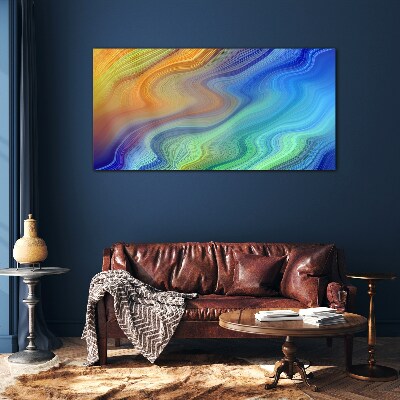Waves of color in motion Glass Print