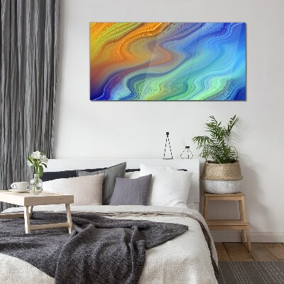 Waves of color in motion Glass Print