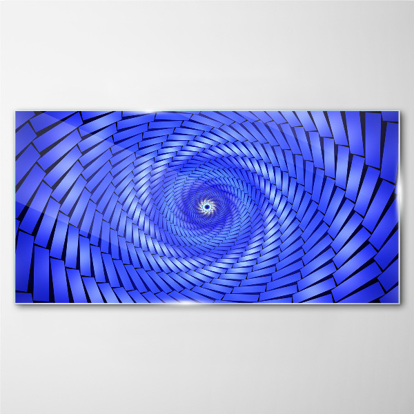 Blue Geometric Swirl Glass Print