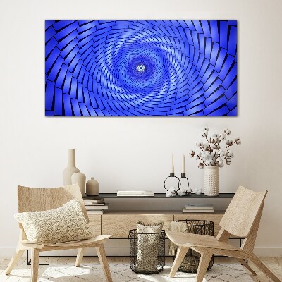 Blue Geometric Swirl Glass Print