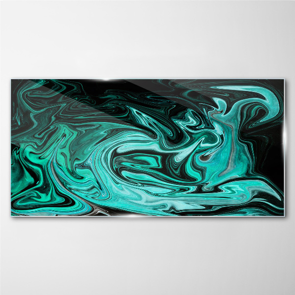 Turquoise swirls of abstraction Glass Print