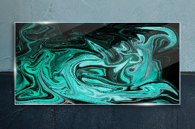 Turquoise swirls of abstraction Glass Print