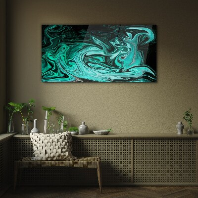 Turquoise swirls of abstraction Glass Print