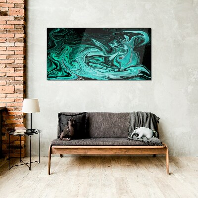 Turquoise swirls of abstraction Glass Print