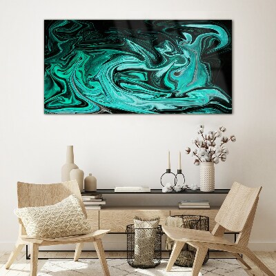 Turquoise swirls of abstraction Glass Print