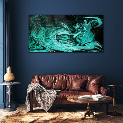 Turquoise swirls of abstraction Glass Print