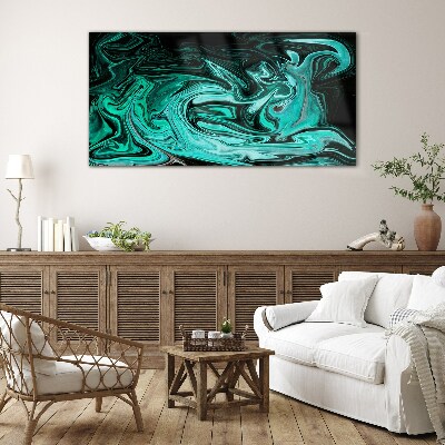Turquoise swirls of abstraction Glass Print