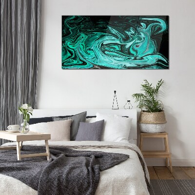 Turquoise swirls of abstraction Glass Print