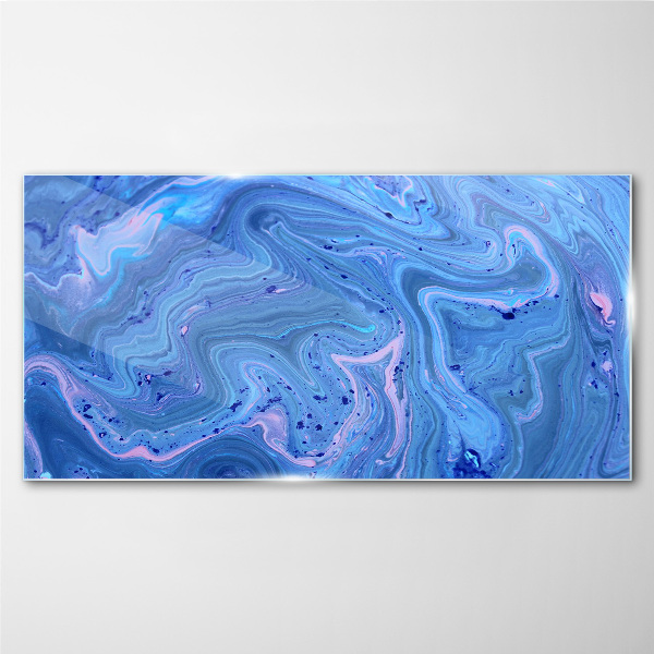 Ocean waves of blue marble Glass Print