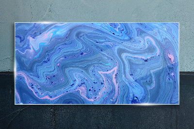 Ocean waves of blue marble Glass Print