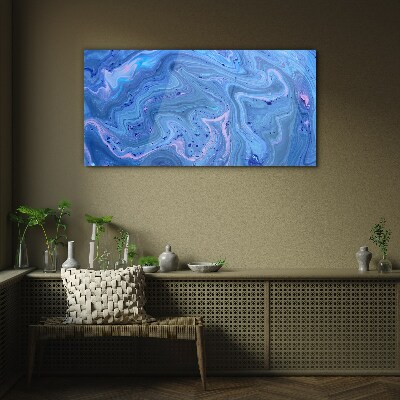Ocean waves of blue marble Glass Print