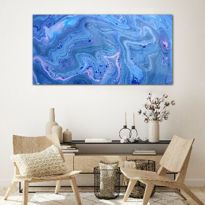 Ocean waves of blue marble Glass Print