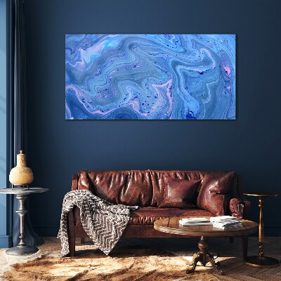 Ocean waves of blue marble Glass Print
