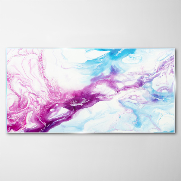 Waves of colors in blue and pink Glass Print