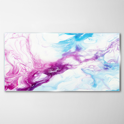 Waves of colors in blue and pink Glass Print