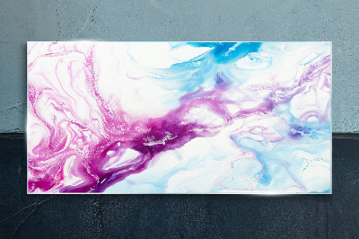Waves of colors in blue and pink Glass Print