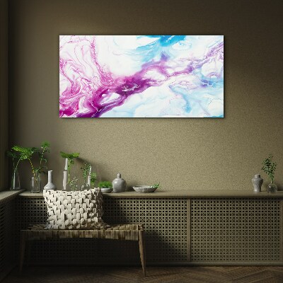 Waves of colors in blue and pink Glass Print