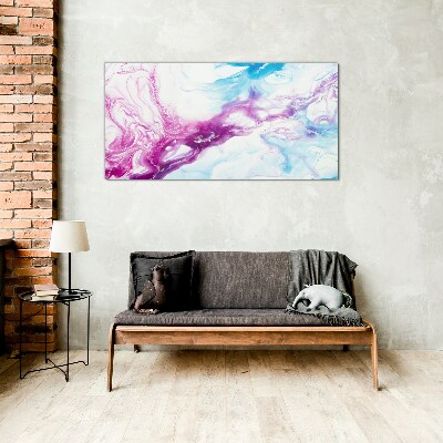 Waves of colors in blue and pink Glass Print