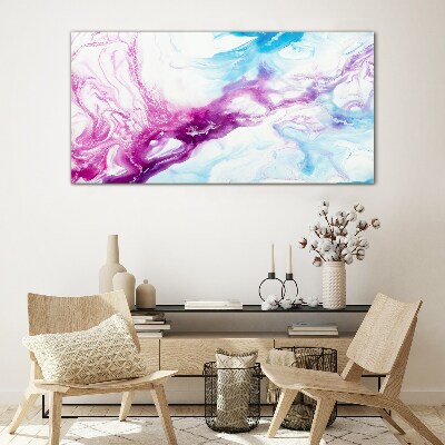 Waves of colors in blue and pink Glass Print