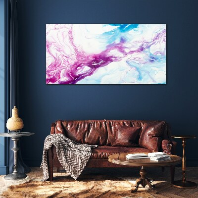 Waves of colors in blue and pink Glass Print