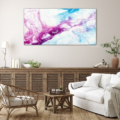 Waves of colors in blue and pink Glass Print