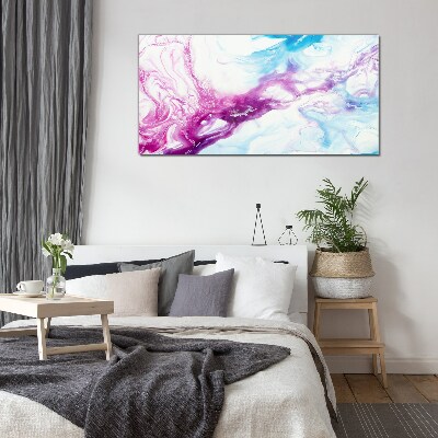 Waves of colors in blue and pink Glass Print