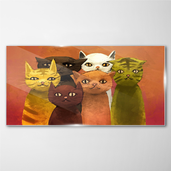 Cats in colorful harmony Glass Wall Art