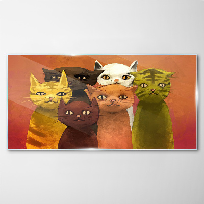 Cats in colorful harmony Glass Wall Art