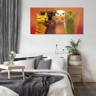 Cats in colorful harmony Glass Wall Art