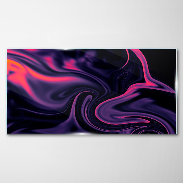 Waves of color at night Glass Print