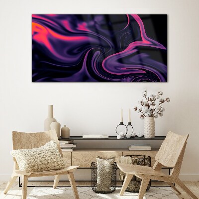 Waves of color at night Glass Print