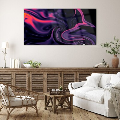 Waves of color at night Glass Print