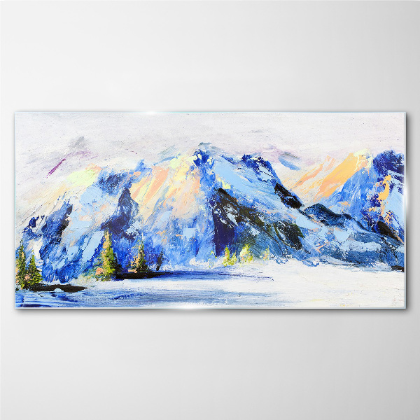 Winter mountain landscape Glass Wall Art