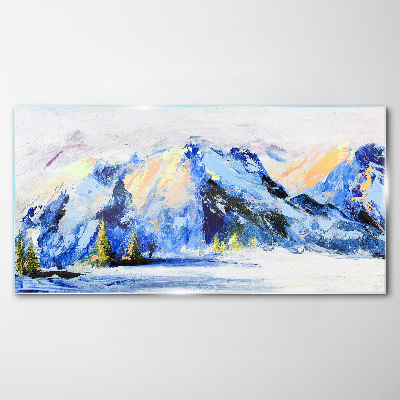 Winter mountain landscape Glass Wall Art