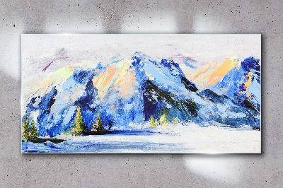 Winter mountain landscape Glass Wall Art