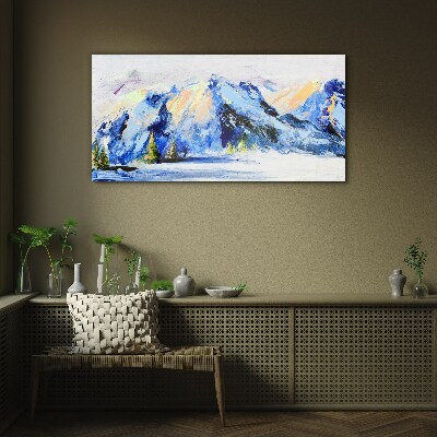 Winter mountain landscape Glass Wall Art