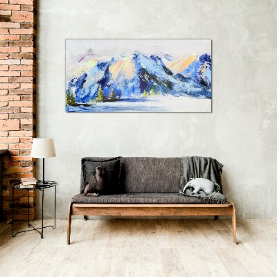 Winter mountain landscape Glass Wall Art