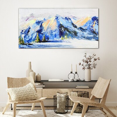 Winter mountain landscape Glass Wall Art