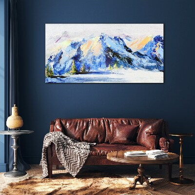 Winter mountain landscape Glass Wall Art