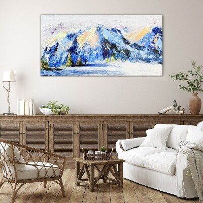 Winter mountain landscape Glass Wall Art