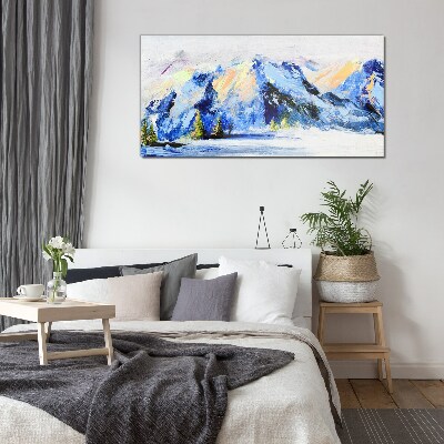 Winter mountain landscape Glass Wall Art