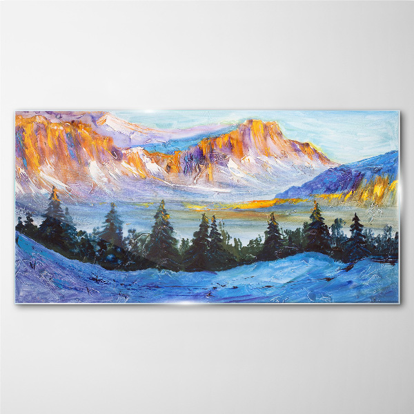 Winter mountain landscape Glass Wall Art