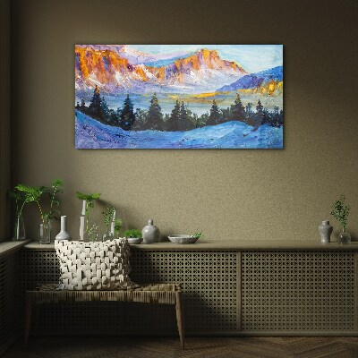 Winter mountain landscape Glass Wall Art