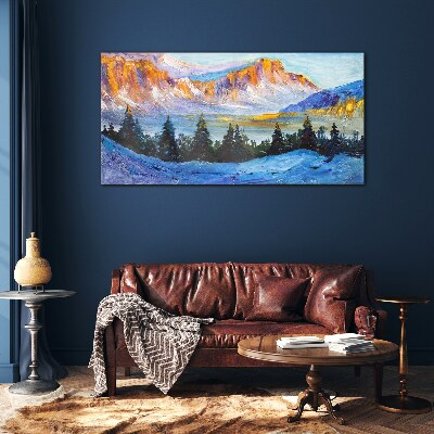 Winter mountain landscape Glass Wall Art
