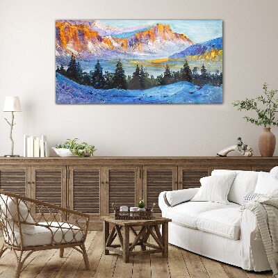 Winter mountain landscape Glass Wall Art