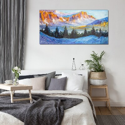 Winter mountain landscape Glass Wall Art