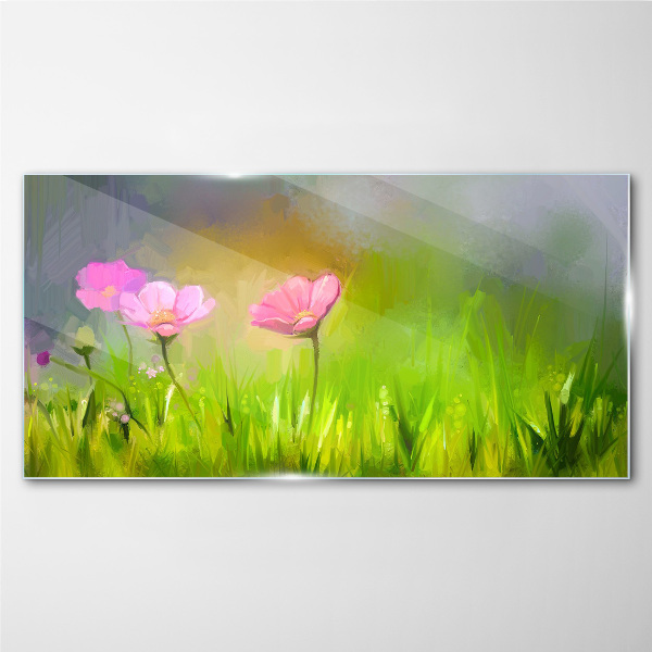 A floral dream in pastel colors Glass Wall Art