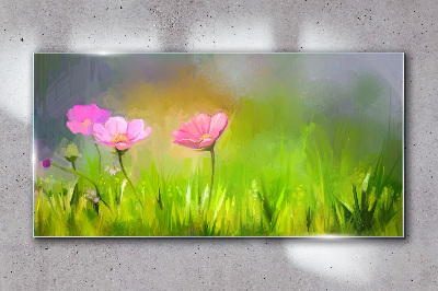 A floral dream in pastel colors Glass Wall Art