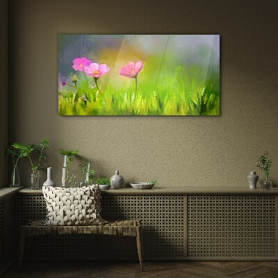 A floral dream in pastel colors Glass Wall Art
